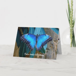 Carte Bleu papillon Morpho anniversaire