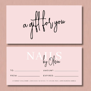 Carte Bleu Pink Nail Salon Logo Certificats cadeaux