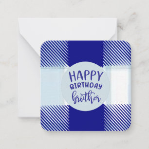 Carte Bleu Plaid Bonne Anniversaire Brother Note C
