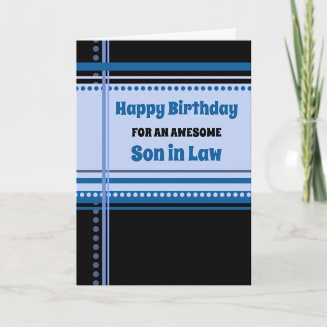 Carte Bleu Retro Son en droit Anniversaire (Devant)