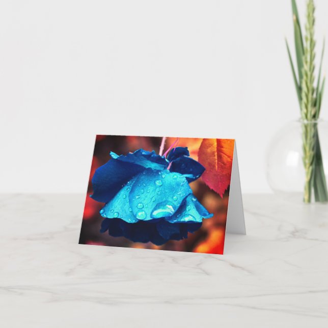 Carte Bleu Rose Flower Art (Devant)