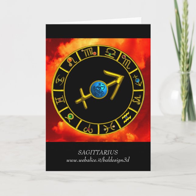 Carte Bleu SAGITTARIUS, Zodiaque d'or Anniversaire (Devant)