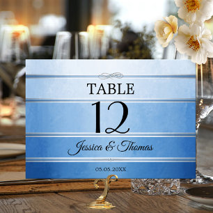Carte Bleu Ton sur Ton Numéro de table rayé
