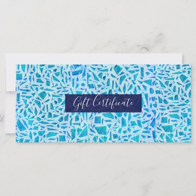 Carte Bleu Turquoise Mosaïque verre Carrelage Certificat (Devant)
