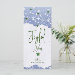 Carte Bleu/vert forêt Joyful Wish   Christmas Flat Car