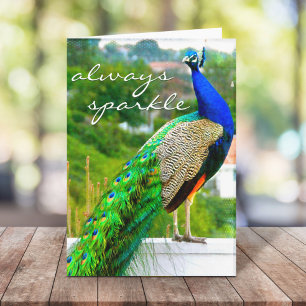 Carte Bleu Vert Peacock Photo Toujours Étincelant Stylis