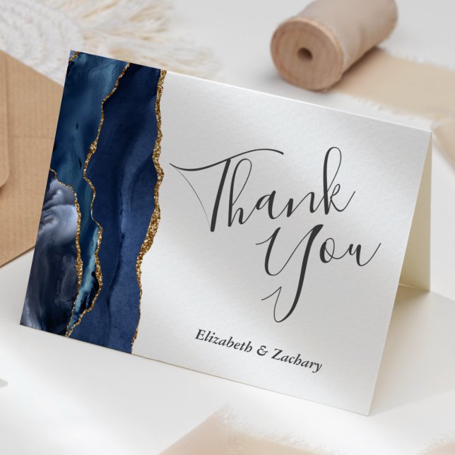 Carte bleue agate gold wedding (Créateur téléchargé)