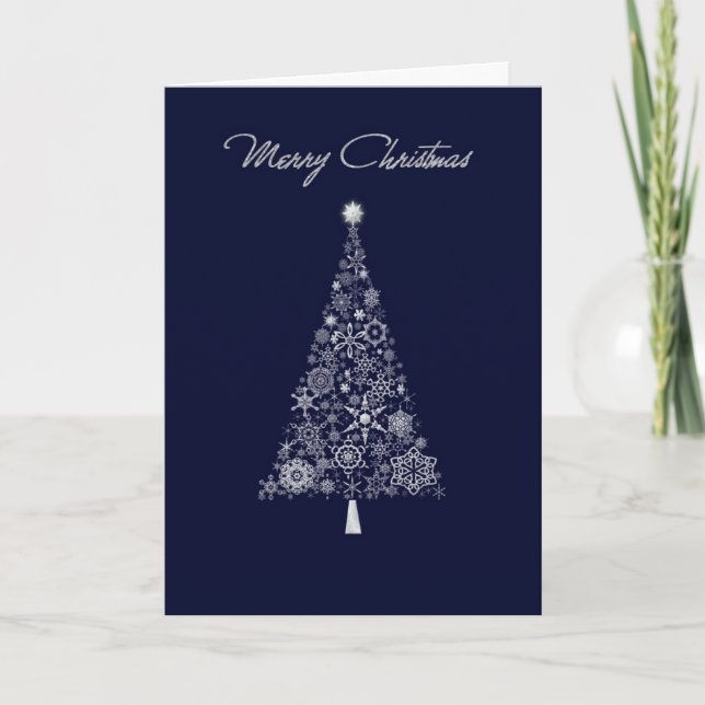 Carte bleue argentée de Joyeux Noël (Devant)