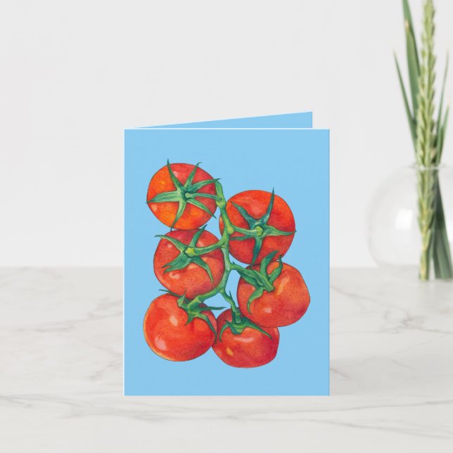 Carte bleue aux tomates rouges (Devant)