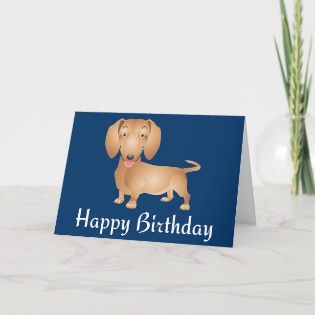 Carte bleue Dachshund Puppy Dog Happy Birthday Blu (Devant)