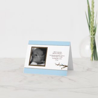 Carte bleue de faire-part de bébé d'oiseau