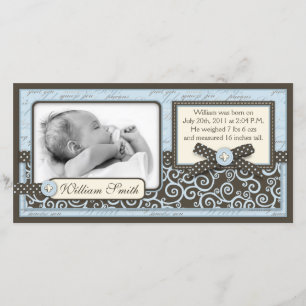 Carte BLEUE de faire-part d'orteils minuscules