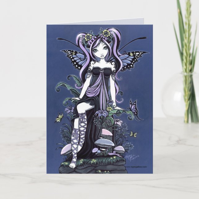Carte bleue de fée de champignon de Cassandra (Devant)