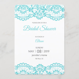 Carte bleue de Fête de la mariée de dentelle