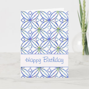 Carte bleue de Nouveau d'art d'aquarelle de joyeux