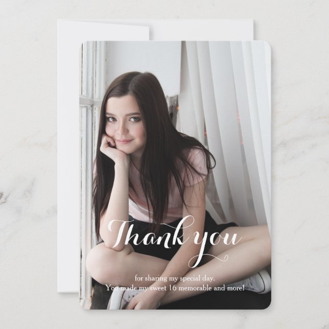 Carte bleue de remerciement pour Sweet 16 (Devant)