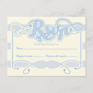 Carte bleue du baby shower RSVP de Little Boy