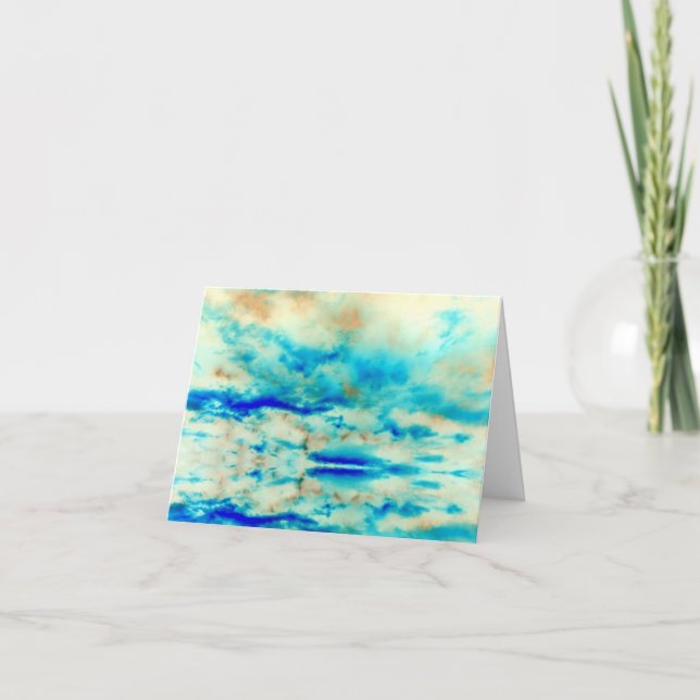 Carte bleue et crème abstraite pliée (Devant)
