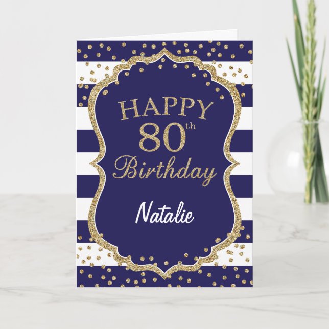 Carte bleue et or 80e anniversaire (Devant)