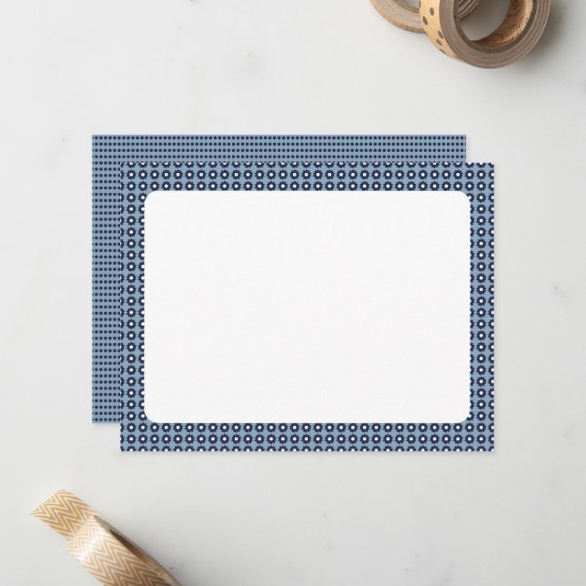 Carte Bleue Flore Motif Bleu Cute Noir (Devant/Arrière en situation)