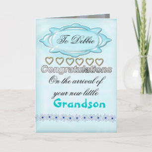 Carte Bleue Nouveau Bébé Félicitations, Grand-mère
