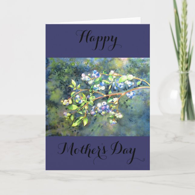 Carte Bleuets, fruit romantique Peinture d'aquarelle (Devant)