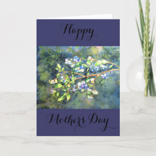 Carte Bleuets, fruit romantique Peinture d'aquarelle