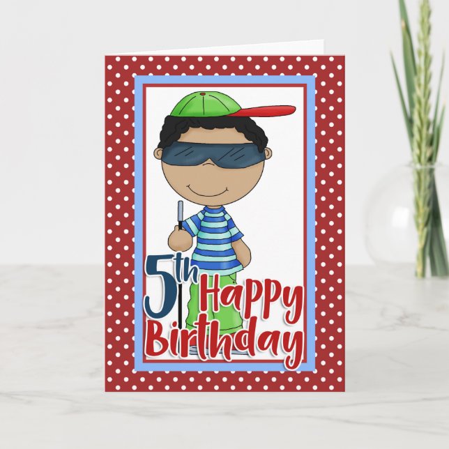 Carte Blind Boy - Joyeux 5e anniversaire (Devant)