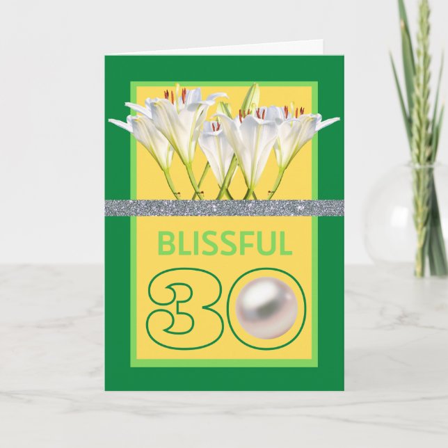 Carte Blissful 30 Pearl Anniversaire Lys blancs (Devant)