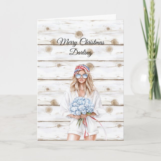 Carte Blond Blue Flowers Christmas (Devant)