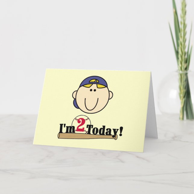 Carte Blond Boy Baseball 2nd Birthday Tshirts (Devant)