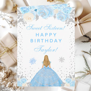 Carte Blonde aux Cheveux Bleus Hiver Princesse Douce Sei