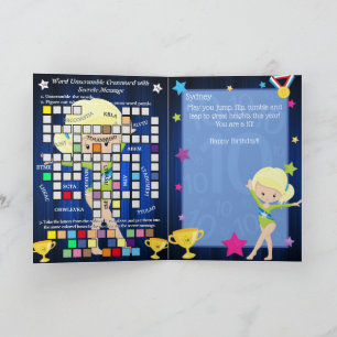 Carte Blonde Girls Gymnastique Message secret Anniversai
