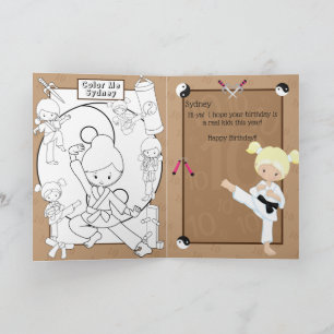 Carte Blonde Girls Karate Coloring Page Joyeux anniversa