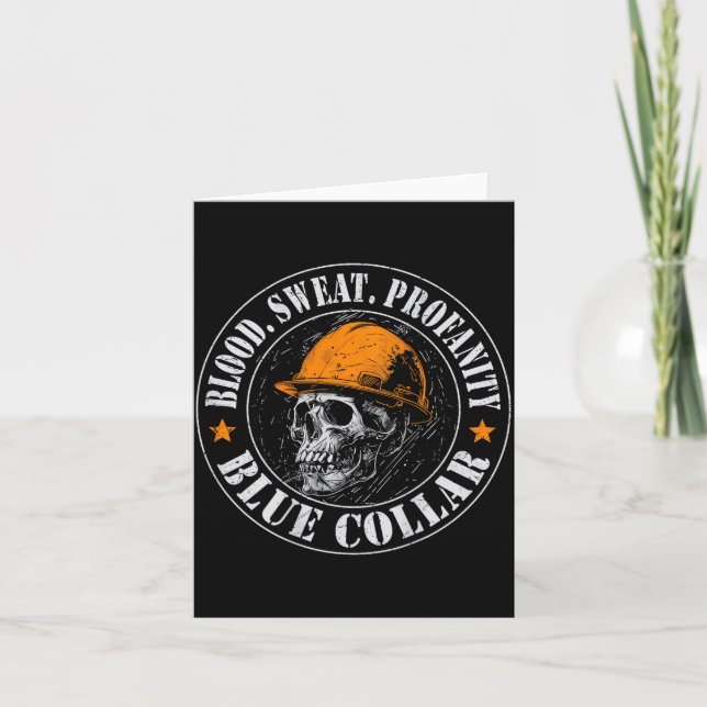 Carte Blood Sweat Profanity Construction Worker Skull Bl (Devant)