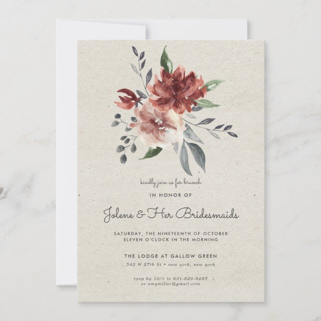 Carte Bloom rustique | Floral Bridesmaid Brunch (Devant)
