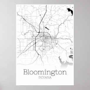 Carte Bloomington - Indiana - Affiche de la carte