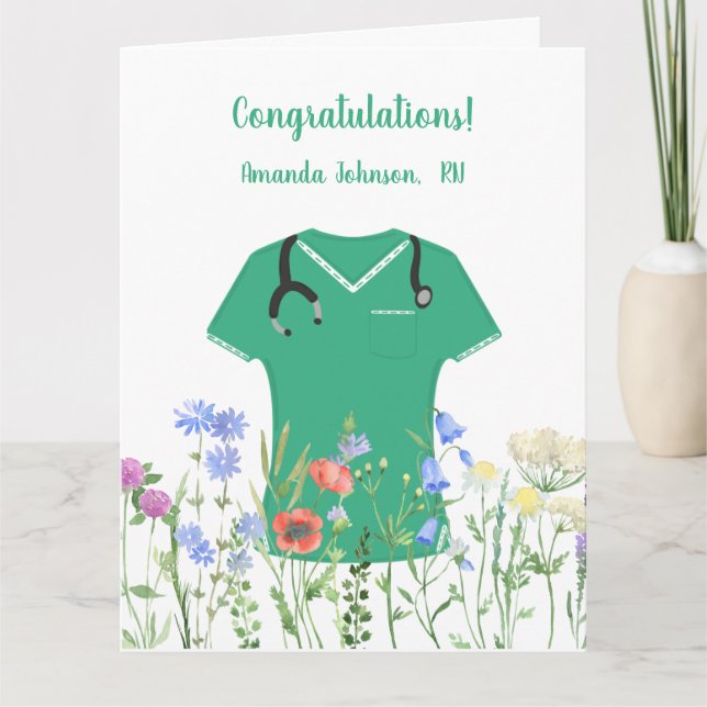Carte Blouses de infirmière personnalisées RN LPN NP ver (Devant)