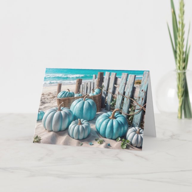 Carte Blue Beach Citrouilles Pour Anniversaire (Devant)