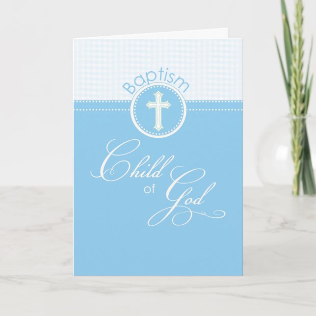 Carte Blue Boy Child of God Baptism Félicitations (Devant)