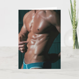 Carte Blue Briefs Hot Guy Greetings Card