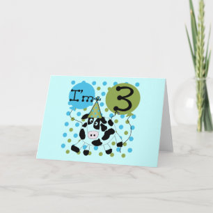 Carte Blue Cow 3e Anniversaire Tshirts et cadeaux