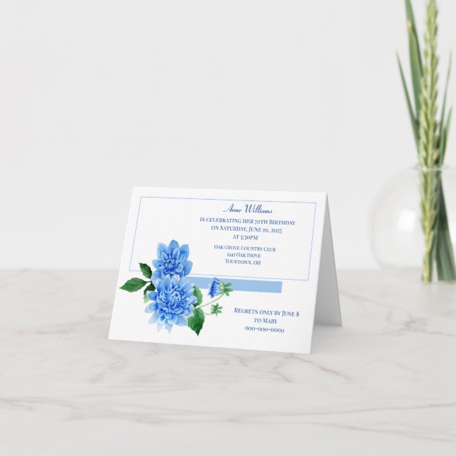 Carte Blue Dahlia fête d'anniversaire (Devant)