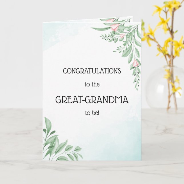 Carte Blue Eucalyptus Félicitations grand-mère à être (Fleur jaune)