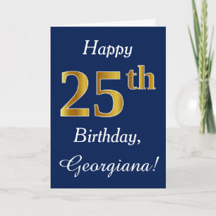 Carte Blue, Faux Gold 25e anniversaire + Nom personnalis