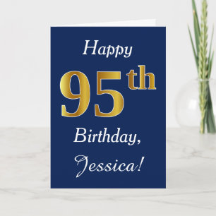 Carte Blue, Faux Gold 95e anniversaire + Nom personnalis