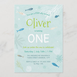 Carte Blue Fish Anniversaire de enfant Party