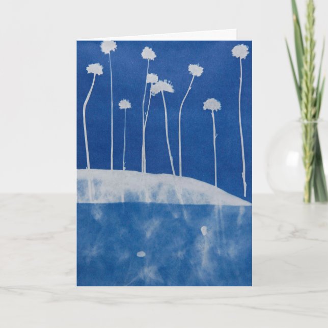 Carte Blue Flowers Greeting Card Blank Inside  (Devant)