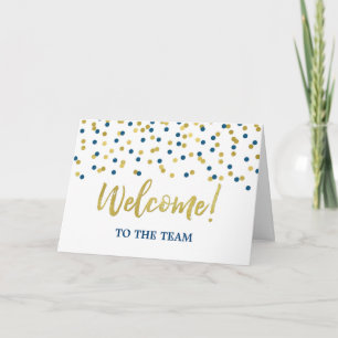 Carte Blue Gold Confetti Employé Bienvenue à l'équipe