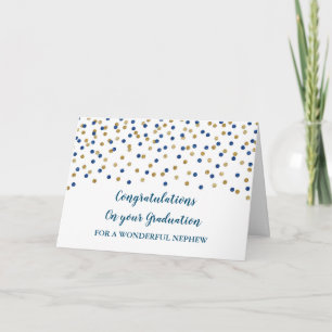 Carte Blue Gold Nephew Félicitations Graduation
